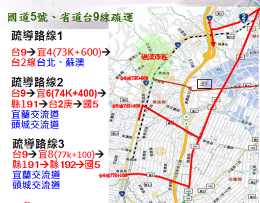 台9線礁溪路段替代路線圖